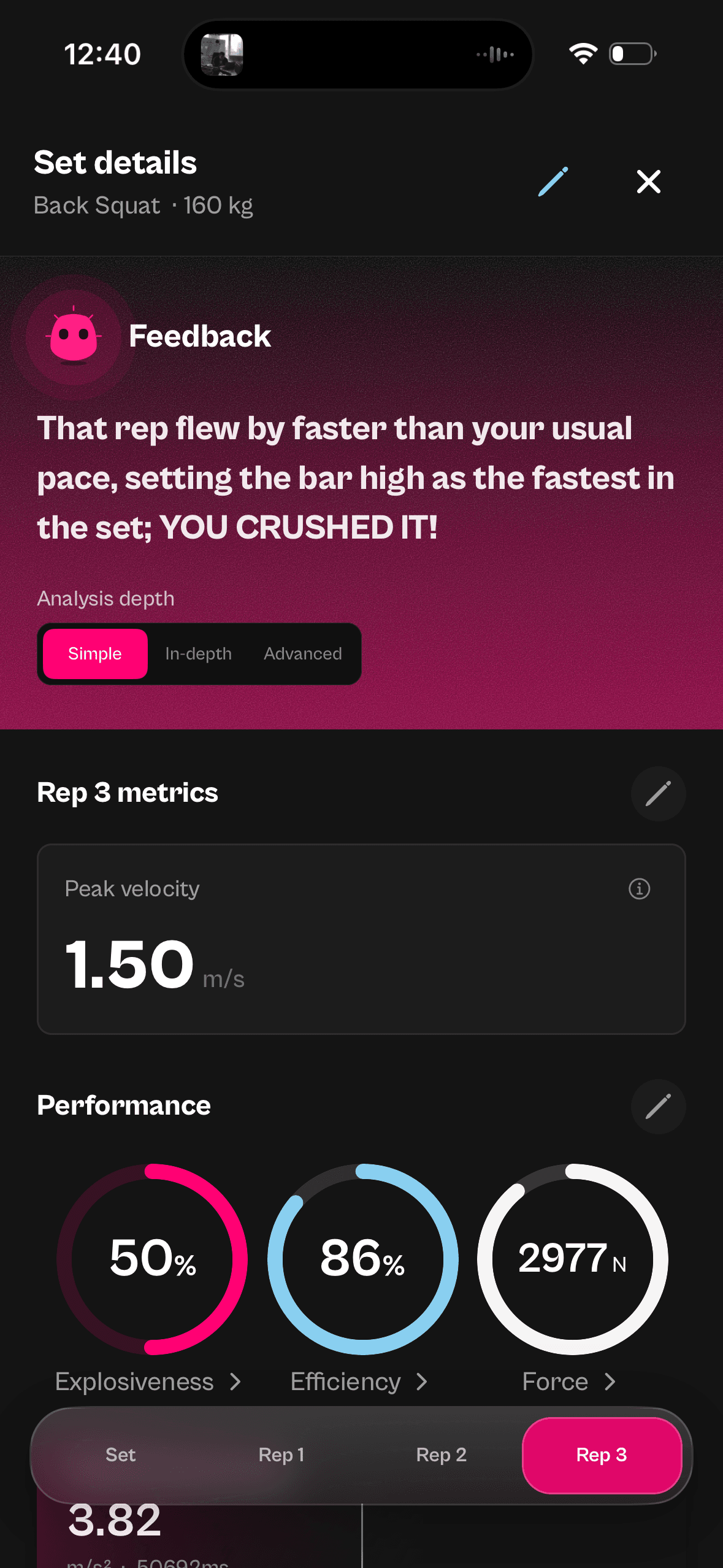 Feedback screen in the Kyna app