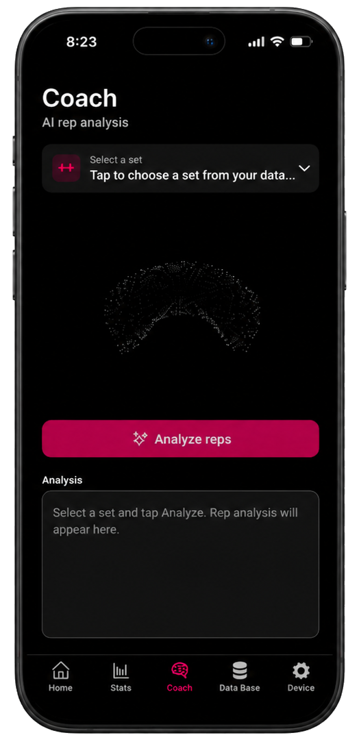 Kyna AI rep analysis screen, currently in development.